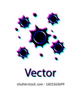 Black Bacteria icon isolated on white background. Bacteria and germs, microorganism disease causing, cell cancer, microbe, virus, fungi.  Vector Illustration