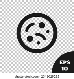 Black Bacteria icon isolated on transparent background. Bacteria and germs, microorganism disease causing, cell cancer, microbe, virus, fungi.  Vector