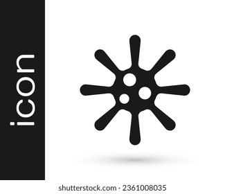 Icono de la bacteria negra aislado en fondo blanco. Bacterias y gérmenes, microorganismos causantes de enfermedades, cáncer celular, microbio, virus, hongos.  Vector