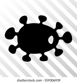 Black Bacteria interface toolbar icon. Vector pictograph style is a flat symbol on diagonal hatch transparent background.