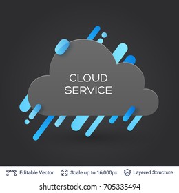 Black badge cloud sticker. Stylish label design easy to edit. 