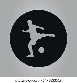 Black badge of a football player. Playing a game of soccer. Vector on a gray background