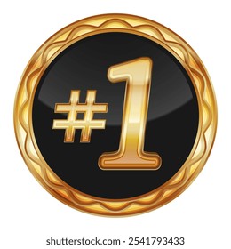 Black badge with gold number one symbol