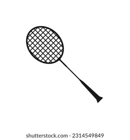 Black badminton racket icon isolated on white background