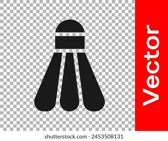 Black Badminton shuttlecock icon isolated on transparent background. Sport equipment.  Vector Illustration