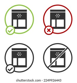 Black Bag of coffee beans icon isolated on white background. Circle button. Vector Illustration