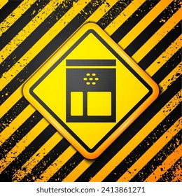 Black Bag of coffee beans icon isolated on yellow background. Warning sign. Vector Illustration