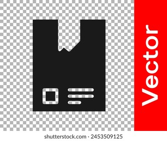 Black Bag of coffee beans icon isolated on transparent background.  Vector Illustration