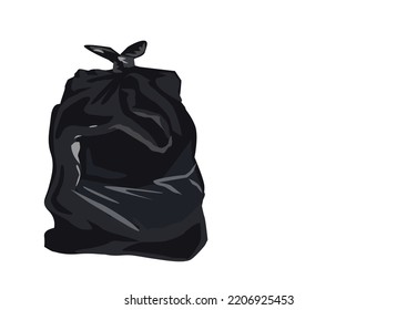 Black bag of garbage or scrap concept. Editable Clip Art.