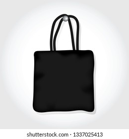 black bag mock w
vector mockup illustration of black tote bag with gray white shades for minimal subtle template
