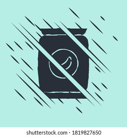 Black Bag or packet potato chips icon isolated on green background. Glitch style. Vector Illustration