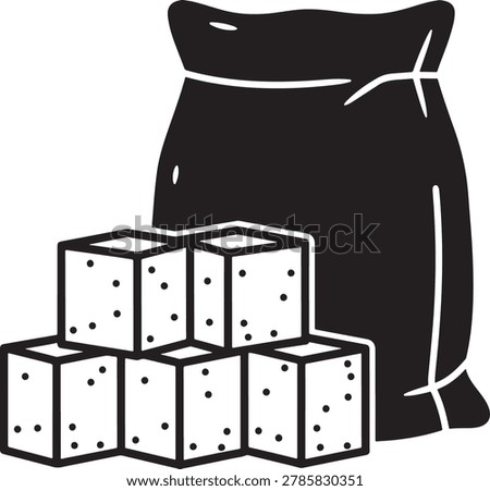 Black bag and stack of dice on white background game luck concept