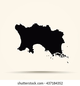 Black Bailiwick of Jersey Map Illustration