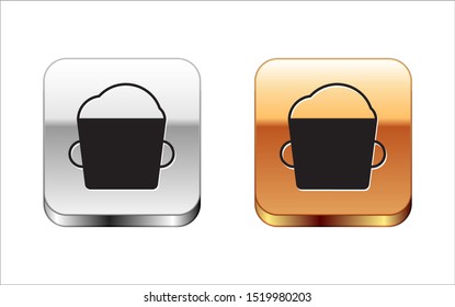 Black Bakery bowl dough icon isolated on white background. Silver-gold square button. Vector Illustration