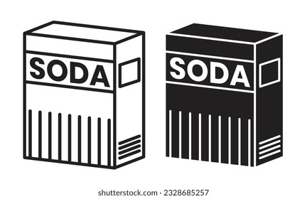 Black baking soda powder box icon set
