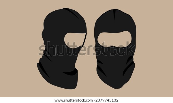 Black balaclava or bandit mask. Vector\
image of a black mask with slits for the\
eyes.