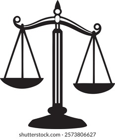 Black  balance scale icon silhouette vector art illustration