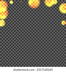 Black Ball Background Transparent Vector. Bokeh Shine Template. Elegant Illustration. Blur Confetti Glitter Design. Gold Warm.