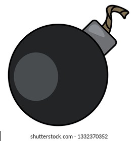 Bomba de bola negra, vector, dibujo a color o ilustración.