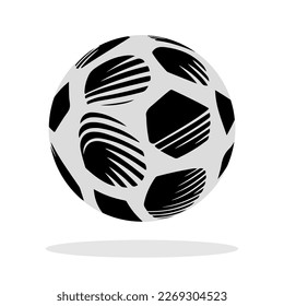 Black ball icon. Abstract black logo in flat design. Soccer ball isolated on white background. Vector illustration