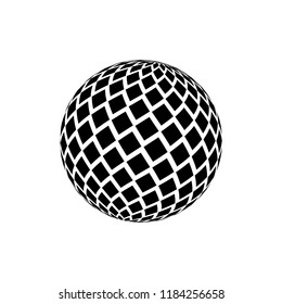 Black ball isolated on white background. Party element. Christmas ball. Element for decoration. Vector illustration for design, mock-up.