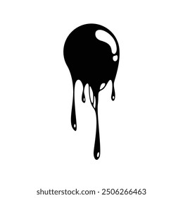 black ball melting and dripping logo vector