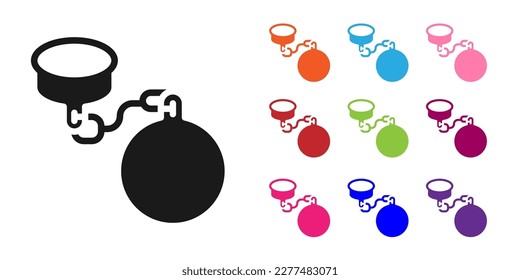 Black Ball on chain icon isolated on white background. Set icons colorful. Vector