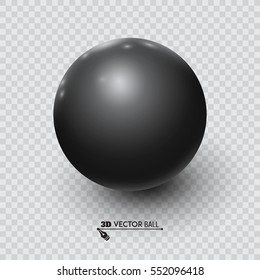 Black ball on a transparent background. Vector for your graphic design.