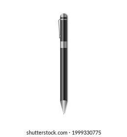 Black ball point pen.Vector illustration isolated on white background.Eps 10.