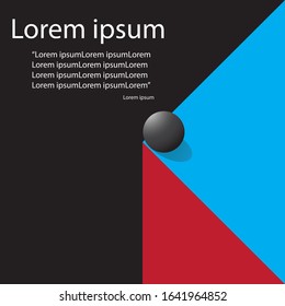 black ball put nearly the edge of square area and blank space for text illustration vector