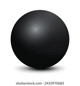 Bola negra, esfera negra realista, globo redondo negro mate