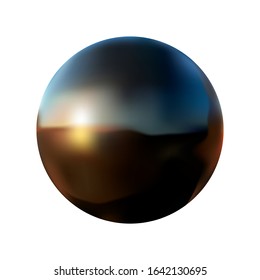 black ball with reflection on a white isolated background vector illustration