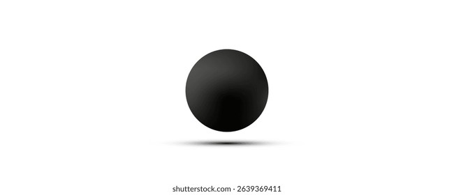Black ball with shadow isolated on white background. Realistic metal ball 3d sphere or shiny glossy bubble. Vector illustration
