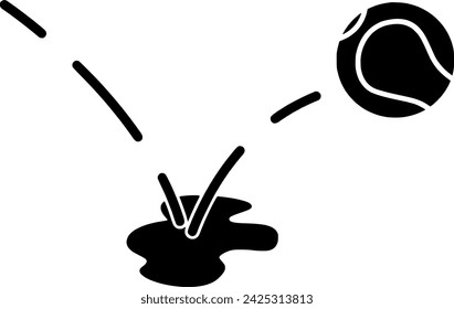 black ball silhouette or flat tennis illustration of racket logo equipment for sport with play icon and game shape bounching as competition to recreation
