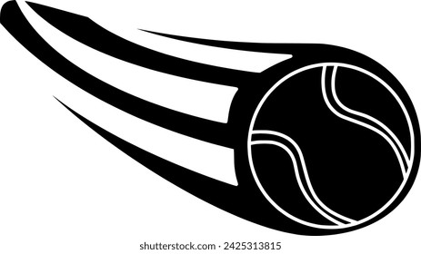 black ball silhouette or flat tennis illustration of racket logo equipment for sport with play icon and game shape bounching as competition to recreation