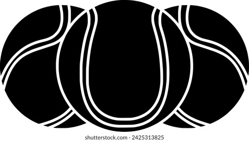 black ball silhouette or flat tennis illustration of racket logo equipment for sport with play icon and game shape bounching as competition to recreation