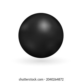 icono 3d de esfera de bola negra aislado en fondo blanco