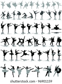 black ballerina silhouette on white background 2-vector