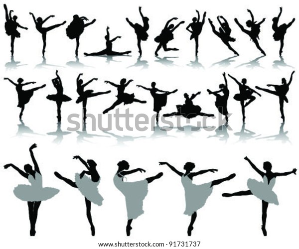 Black Ballerina Silhouette On White Backgroundvector Stock Vector ...