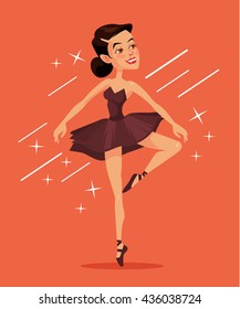 Black ballerina. Vector flat cartoon illustration