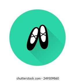Black Ballet Shoes Flat Icon With Long Shadow