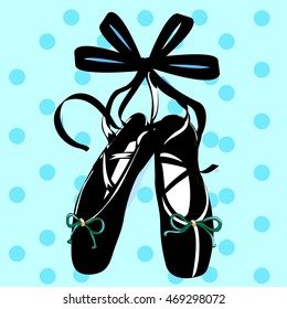 Black ballet shoes, Vector illustration