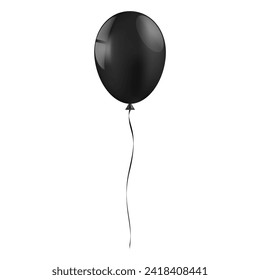 Black Balloon. Balloons for Party, Birthday, Celebration or Anniversary. Vector Illustration.