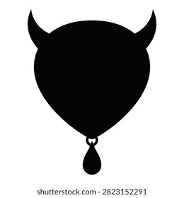 A black balloon with devil horns and a knot, symbolizing mischief and playfulness