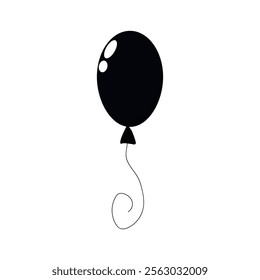 Black balloon floating in the air, perfect for a celebration or event decoration