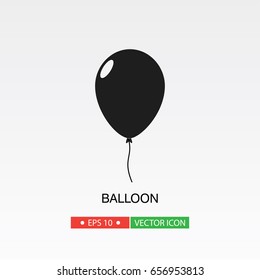 Black balloon icon vector illustration on light gray background.