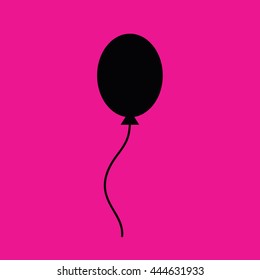 Black balloon icon vector. Pink background