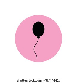 Black balloon icon vector. Pink button. Pink circle