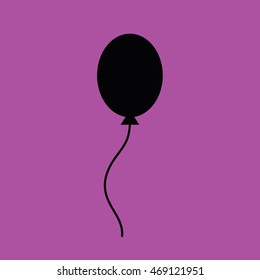 Black balloon icon vector. Purple background