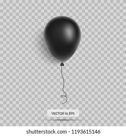 Black balloon. Isolated on white. Realistic 3d icon. Vector